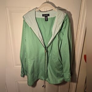 Denim & Co. Green Cotton Light / Medium Jacket Accented Lining Size 1X